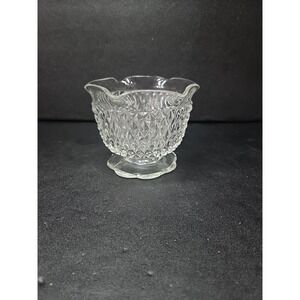 Indiana Glass Diamond Point Candle Bowl, Clear Glass Trinket Holder Dessert Bowl